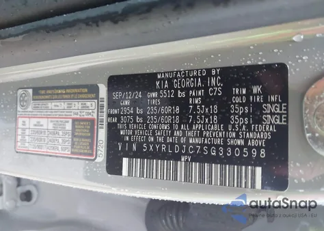 2025 Kia Sorento S from USA, damaged, VIN 5XYRLDJC7SG330598